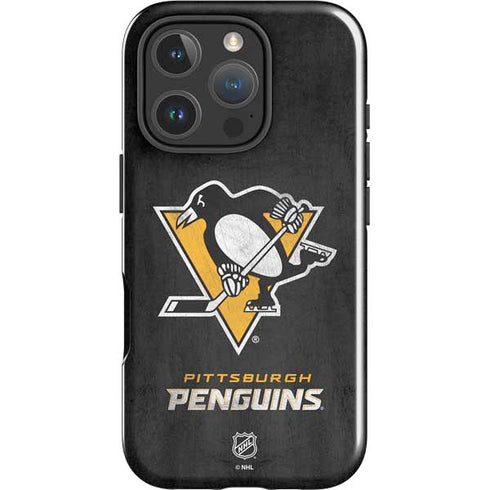 NHL Pittsburgh Penguins Distressed iPhone 16 Pro Max Impact Case